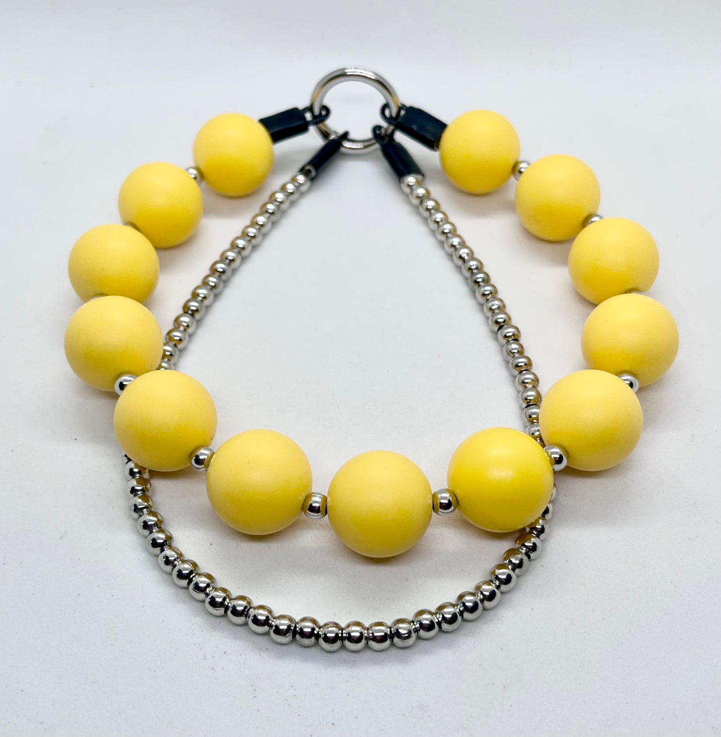 'Runway Ready' Yellow & Silver Ball Chain Double Collar Set
