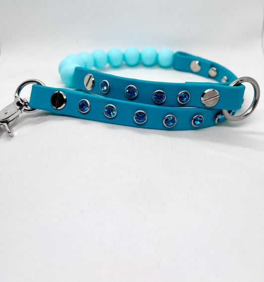 'Boho Edge' Turquoise Swirl Bead & BioThane® Diamanté Collar