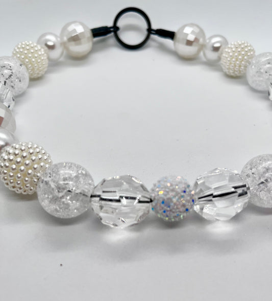 ‘Sassy Sparkle’  crystal snowball Christmas beaded dog collar necklace