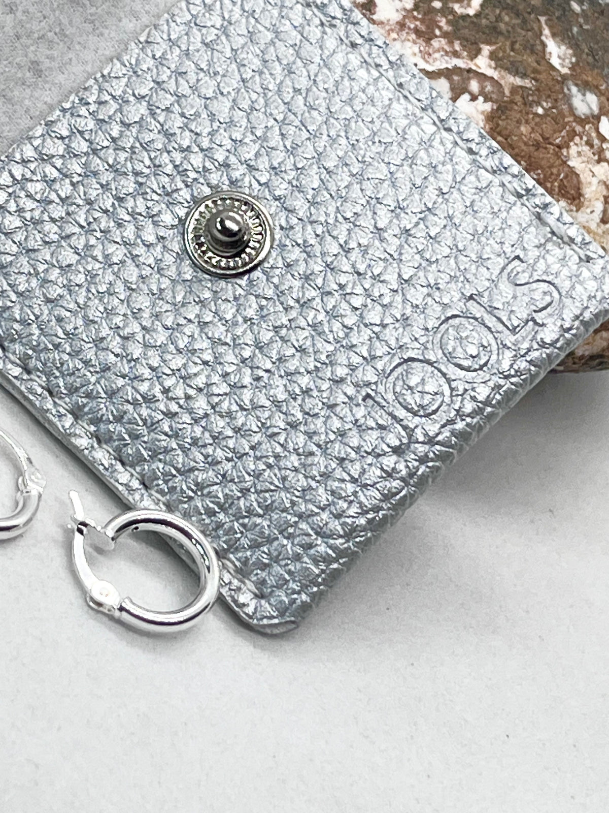 Personalised Silver Textured PVC Jewellery Gift Pouch with Blind Embossed Name or Initials
