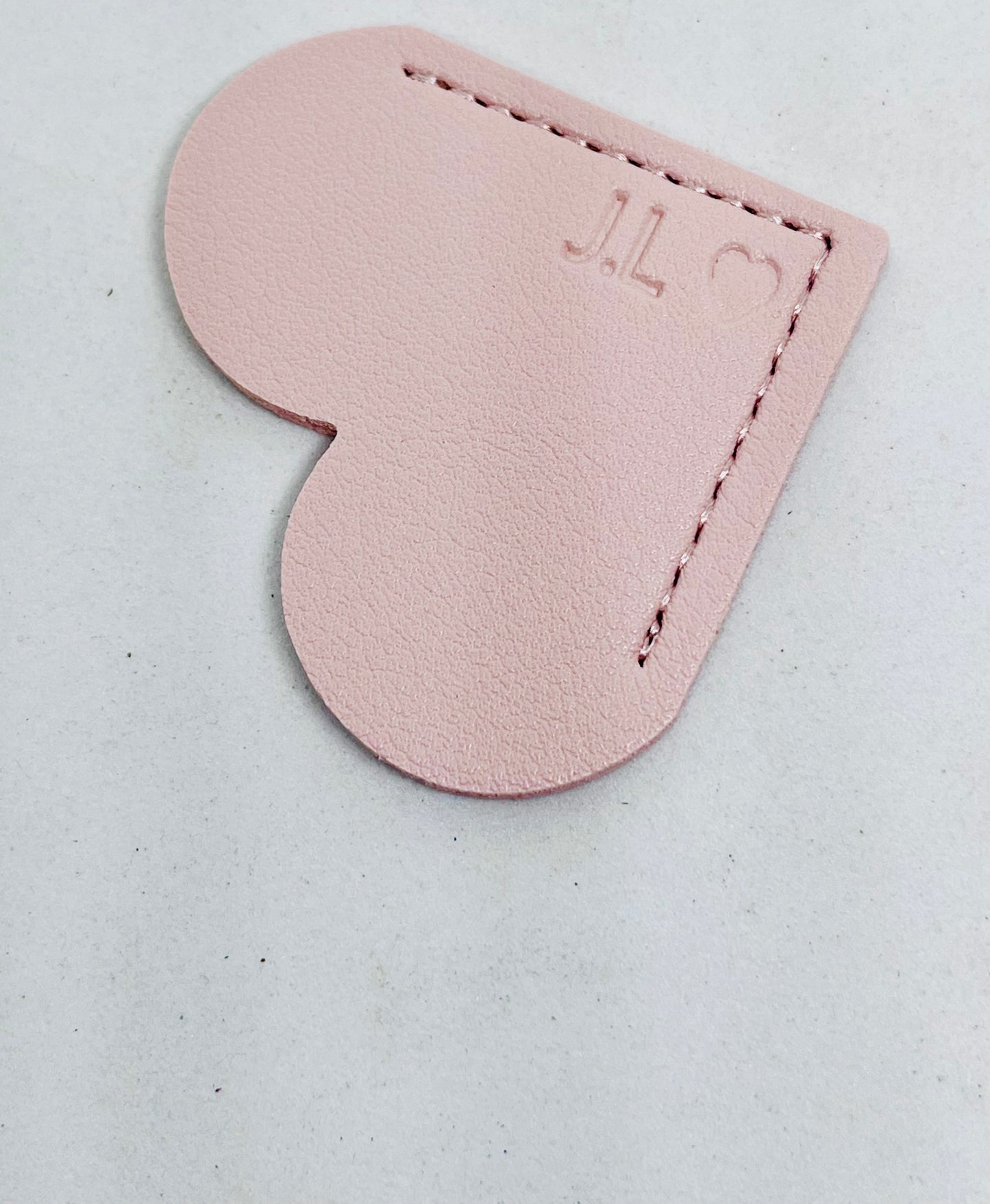 Personalised Vegan Leather Heart Bookmark Blind Embossed