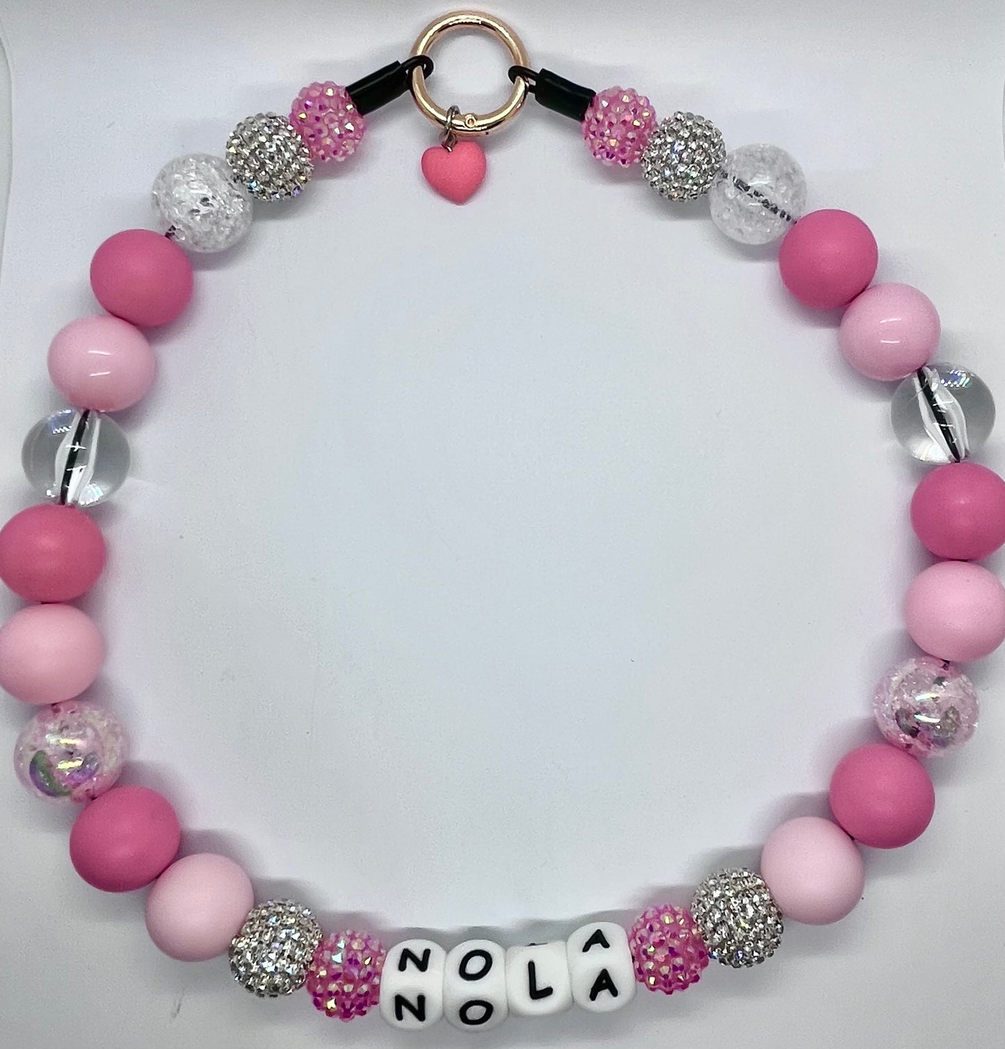 'Gotcha' Sparkly Pink Rhinestone Personalised Bead Dog Pet Collar