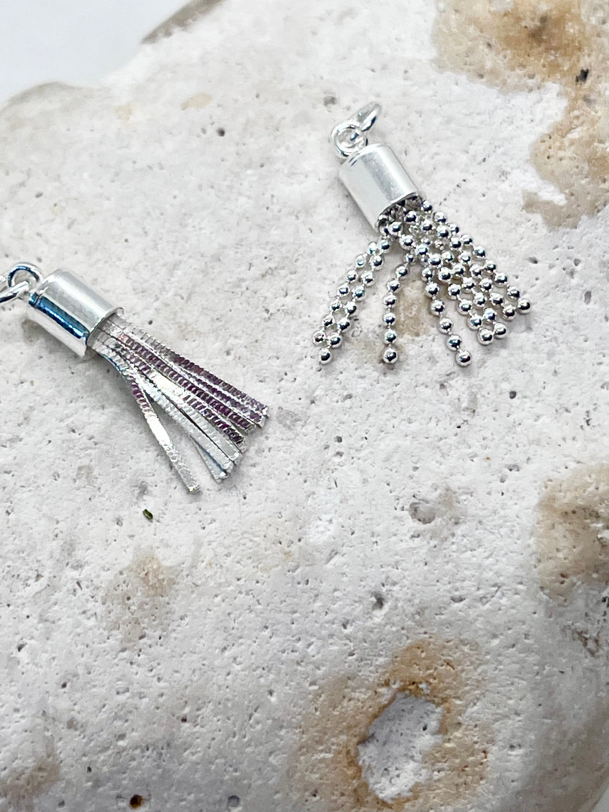925 Sterling Silver 'Box Tassel' Box Chain Tassel Charm Jump-ring or Lobster Clasp