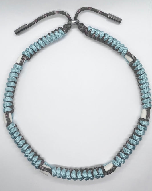 Paracord EM collar light blue teal green and camouflage ceramic pet collar fleas & tick prevention