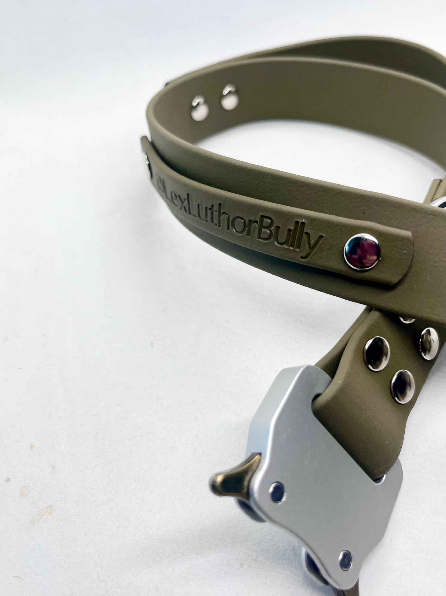 "No Nonsense" Tactical BioThane® Dog Collar in Army Green 25mm Safety Lock Steel Buckle