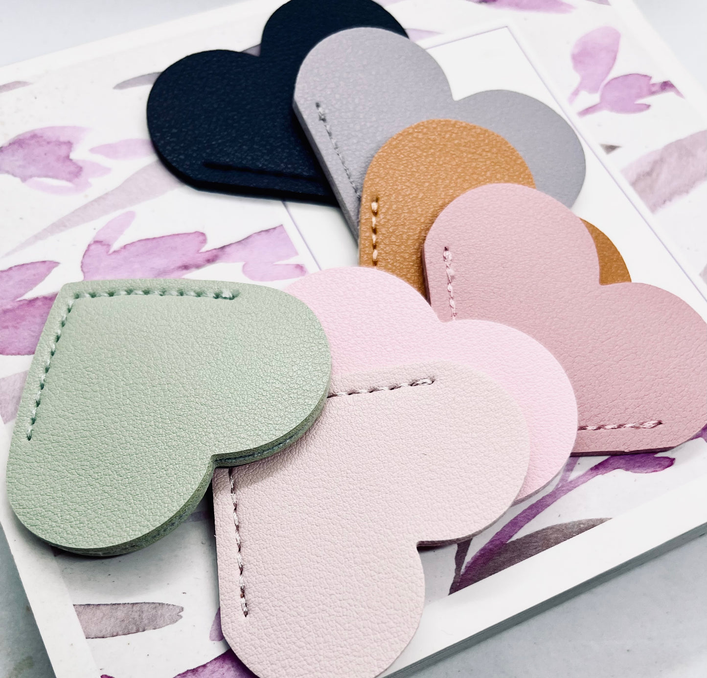 Personalised Vegan Leather Heart Bookmark Silver Foil