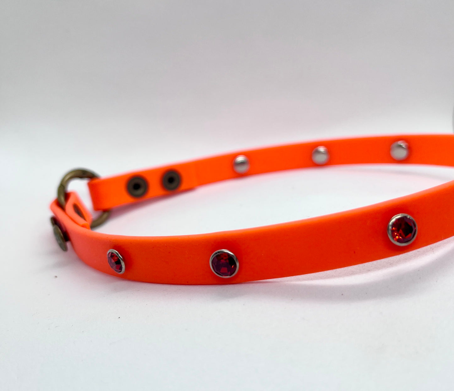 'Just Fine' Neon Yellow BioThane® & Silver Collar | Rhinestone Crystal Studs | 12 inch | Reduced to £12.60