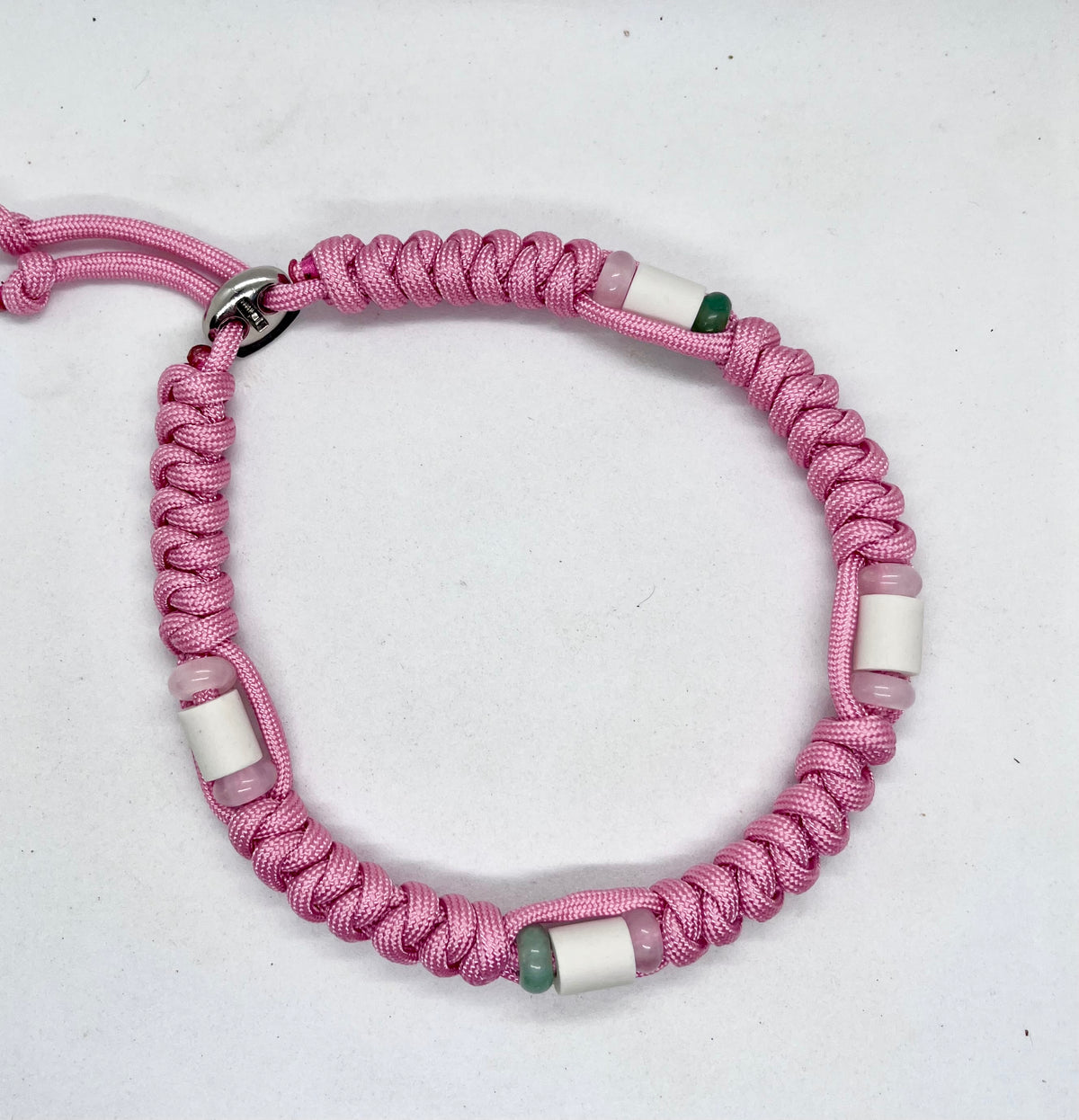 Luxury Pink Crystal Rose Quartz & Aventurine Paracord EM Ceramic Pet Collar - Flea & Tick Prevention