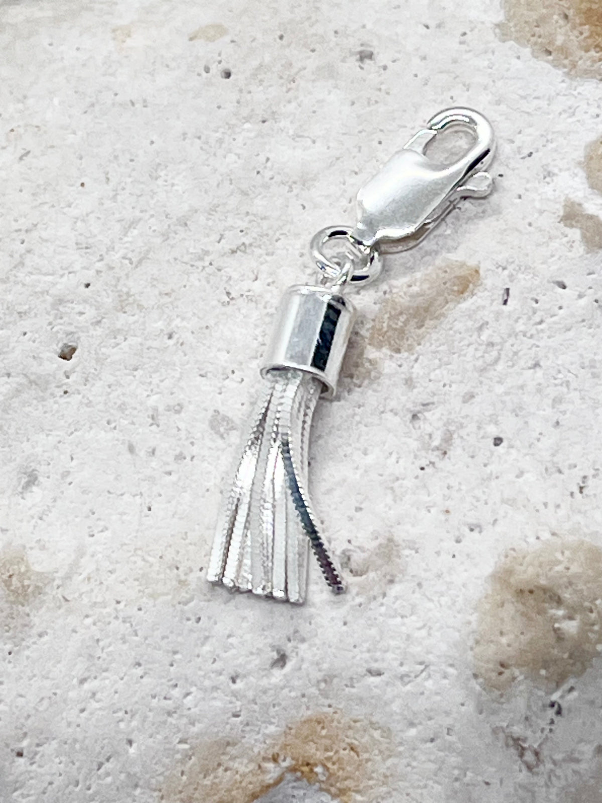925 Sterling Silver 'Box Tassel' Box Chain Tassel Charm Jump-ring or Lobster Clasp