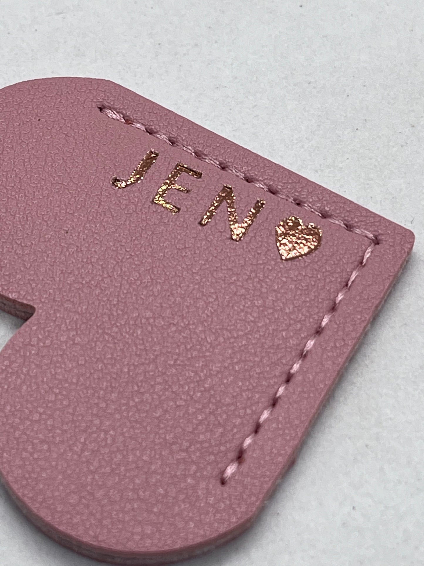 Personalised Vegan Leather Heart Bookmark Rose Gold Foil