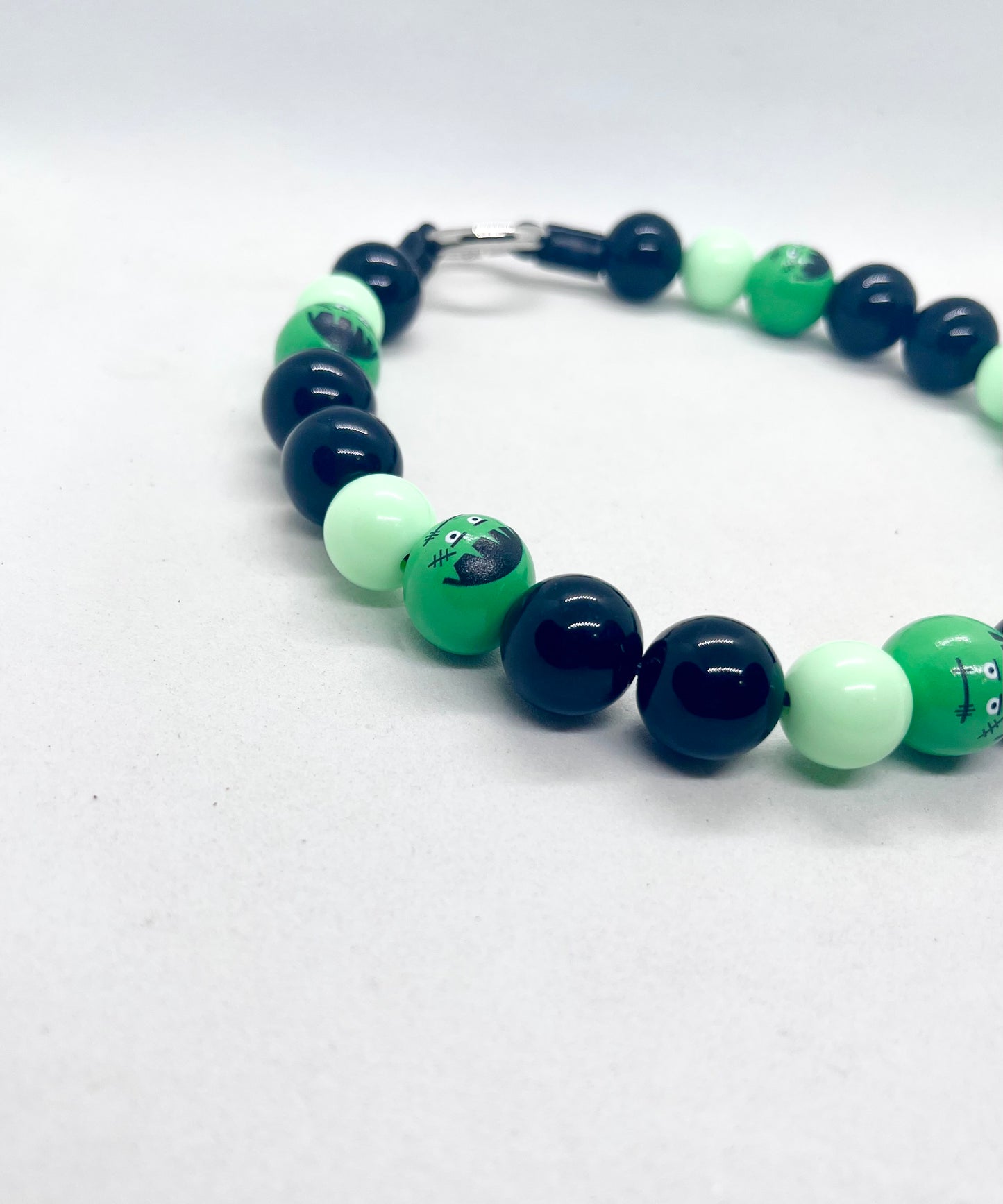 Halloween Collection  'Monster Mash' Green Frankenstein Beaded Dog Collar