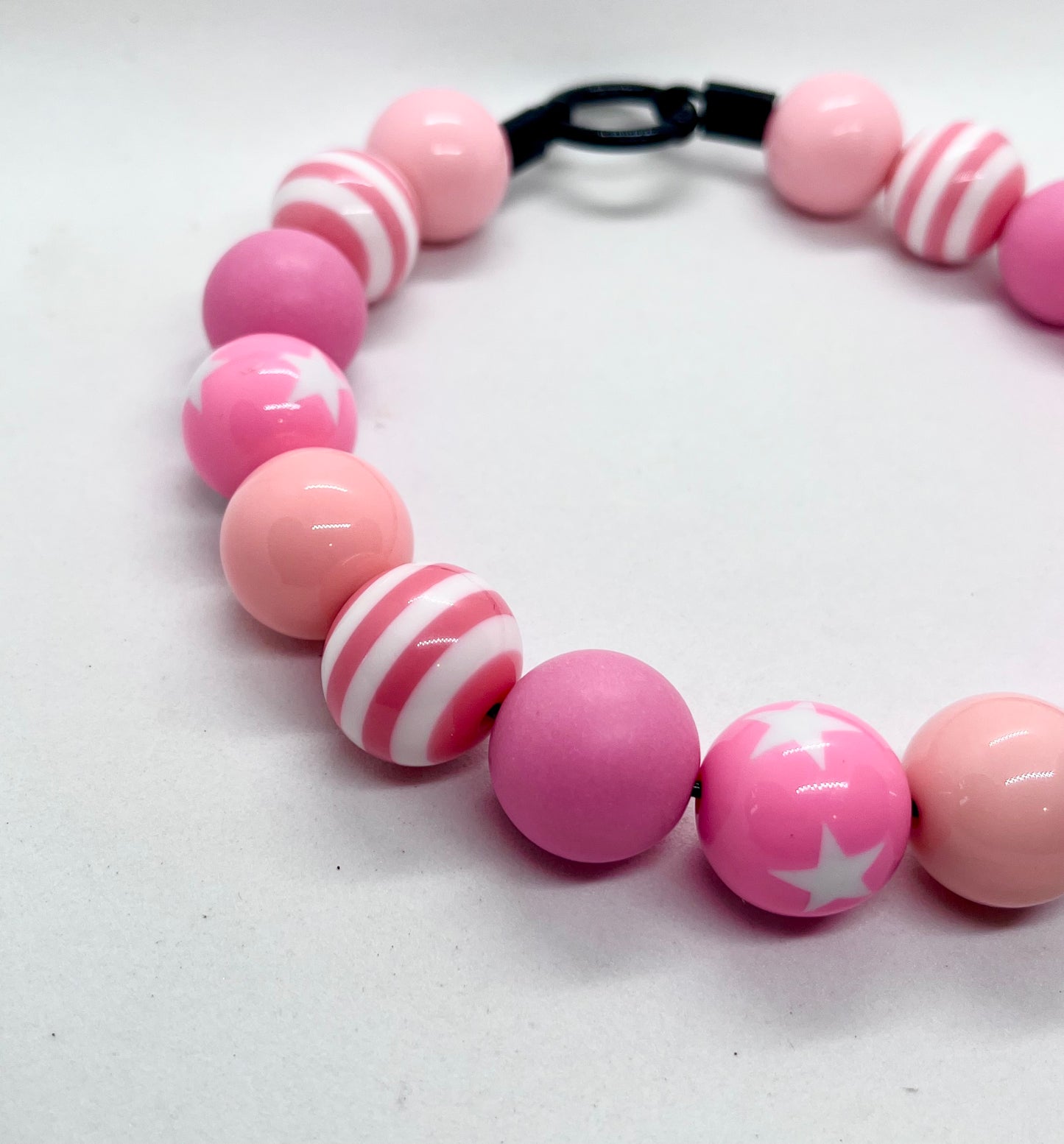 'Pattern Riot' Pink Beaded Dog Collar - Spots & Stripes