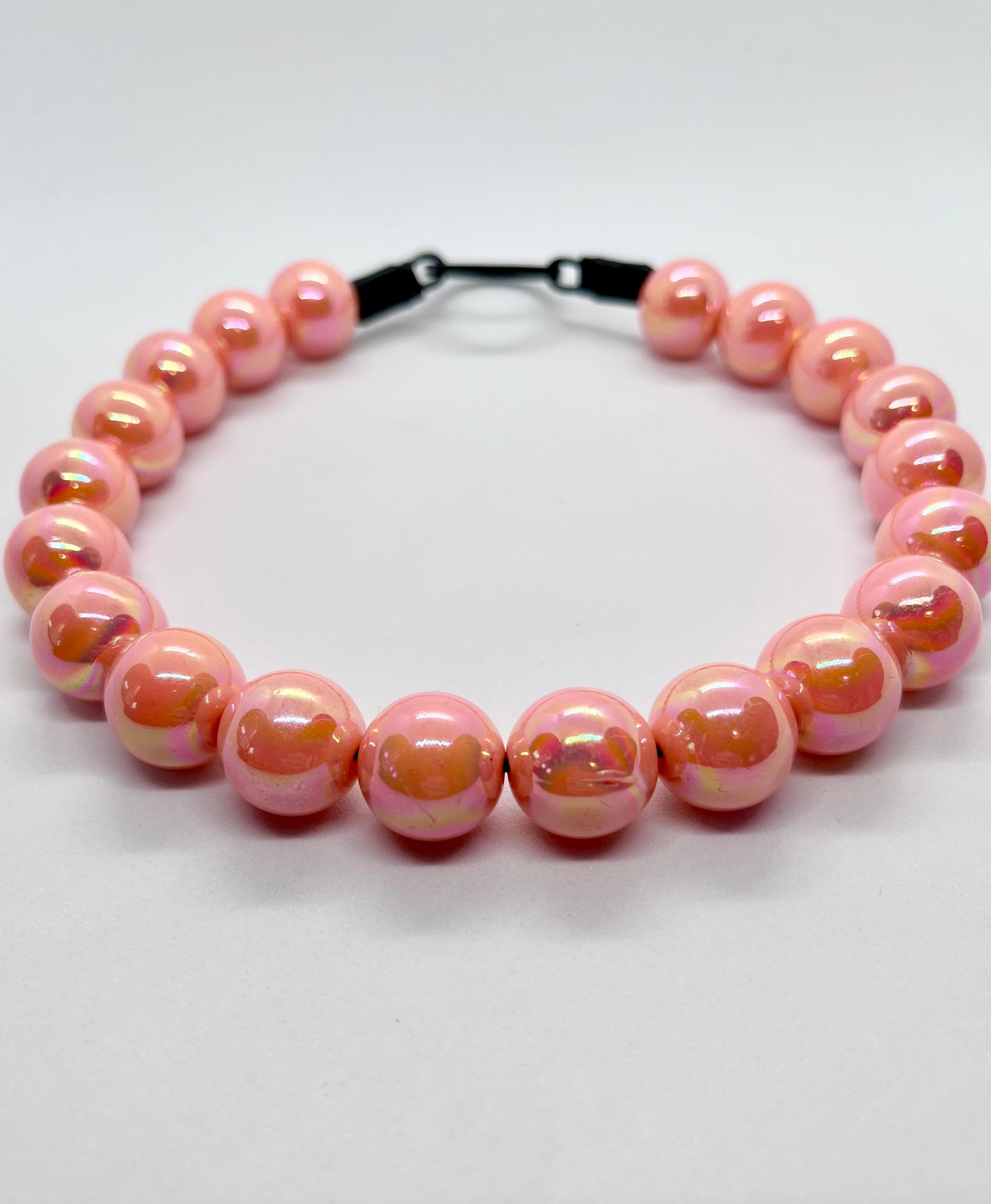 ‘Peach Pawfect’ peach iridescent beaded bead dog collar pet necklace