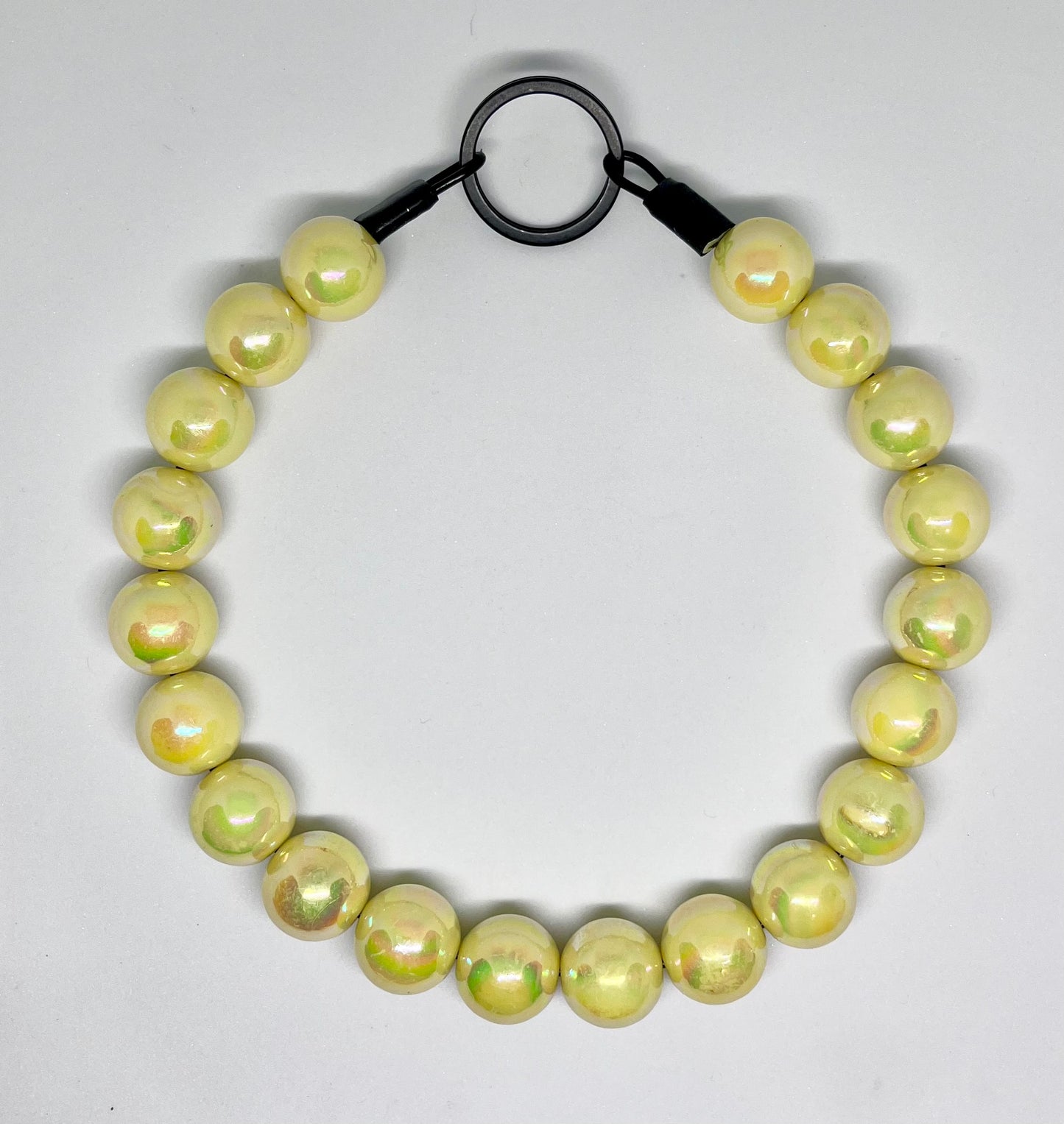 ‘Full Focus’ yellow iridescent beaded bead dog collar pet necklace