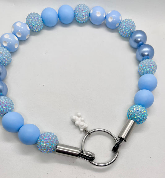 Luxe Edit Baby Blue Sparkly Beaded Dog Collar by JOOLS LONDON - Luxury Pet Necklace