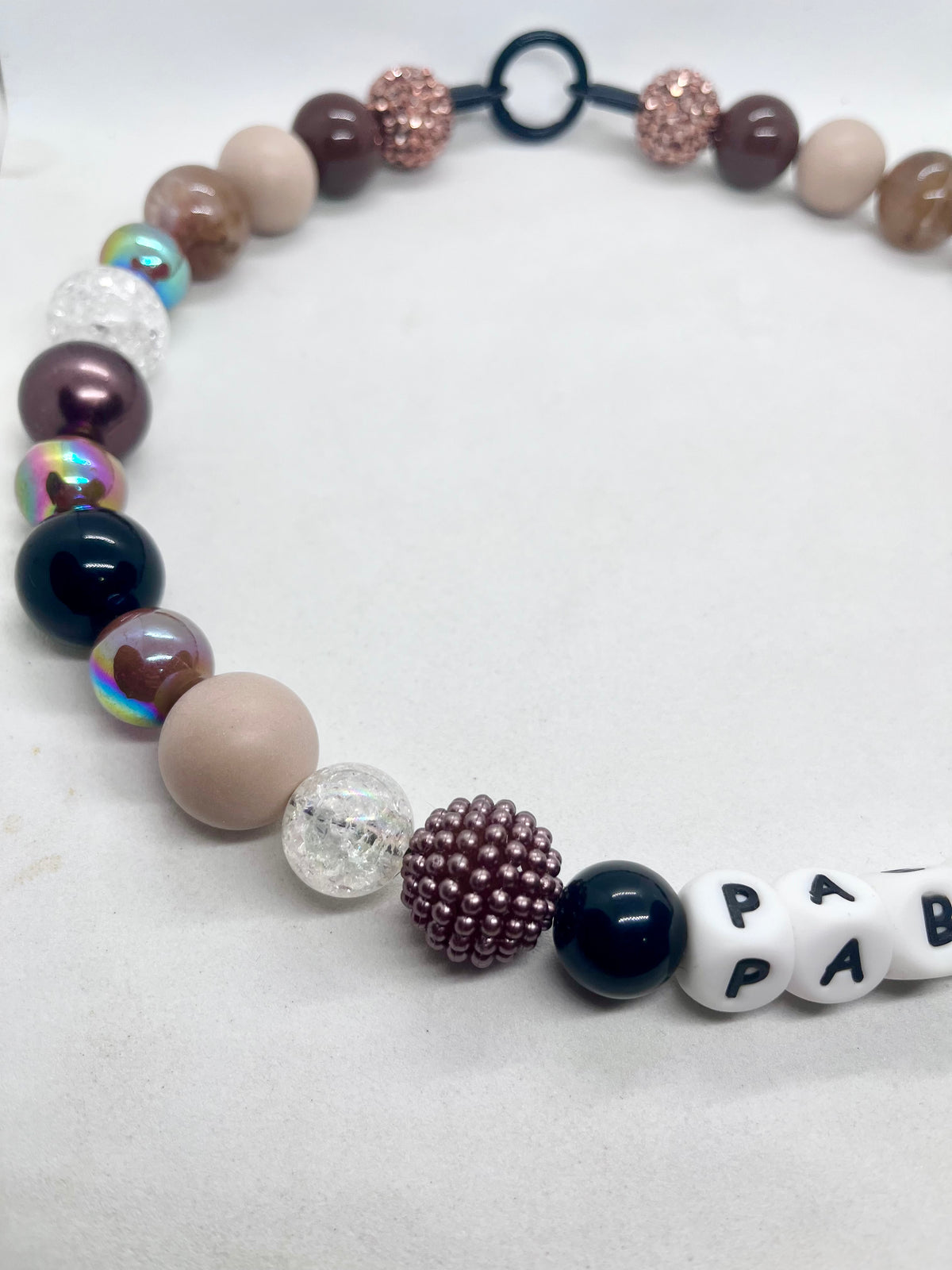 'Autumn Vibes' Brown, Beige & Black Personalised Beaded Dog Collar