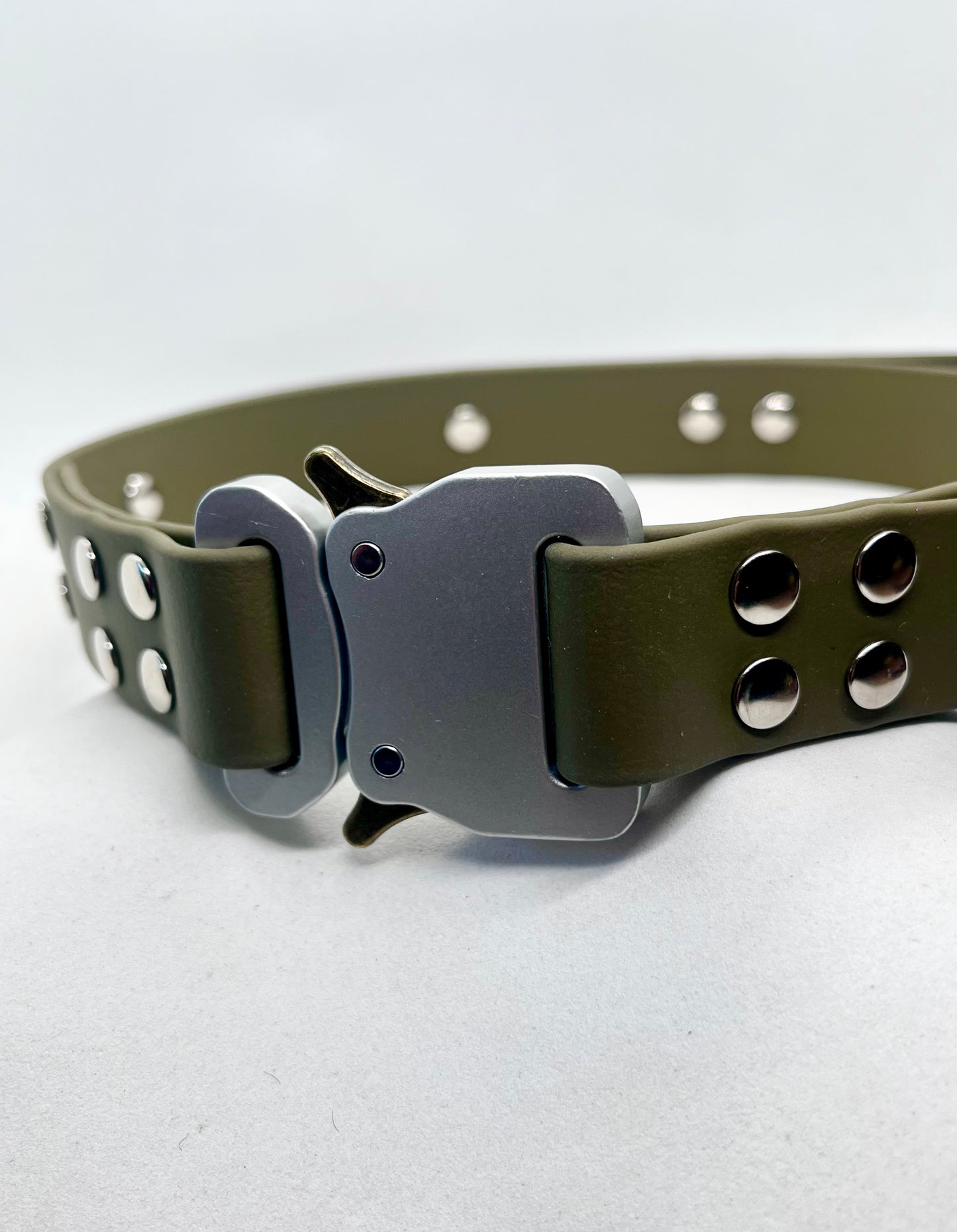 "No Nonsense" Tactical BioThane® Dog Collar in Army Green 25mm Safety Lock Steel Buckle