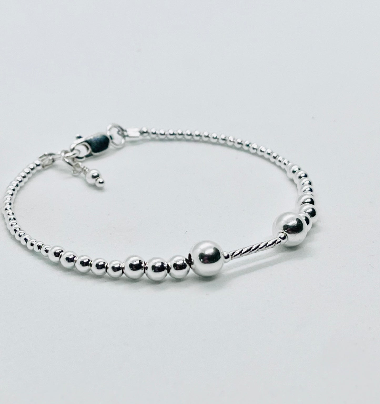 925 sterling silver 'Twist Ball' bead charm bracelet