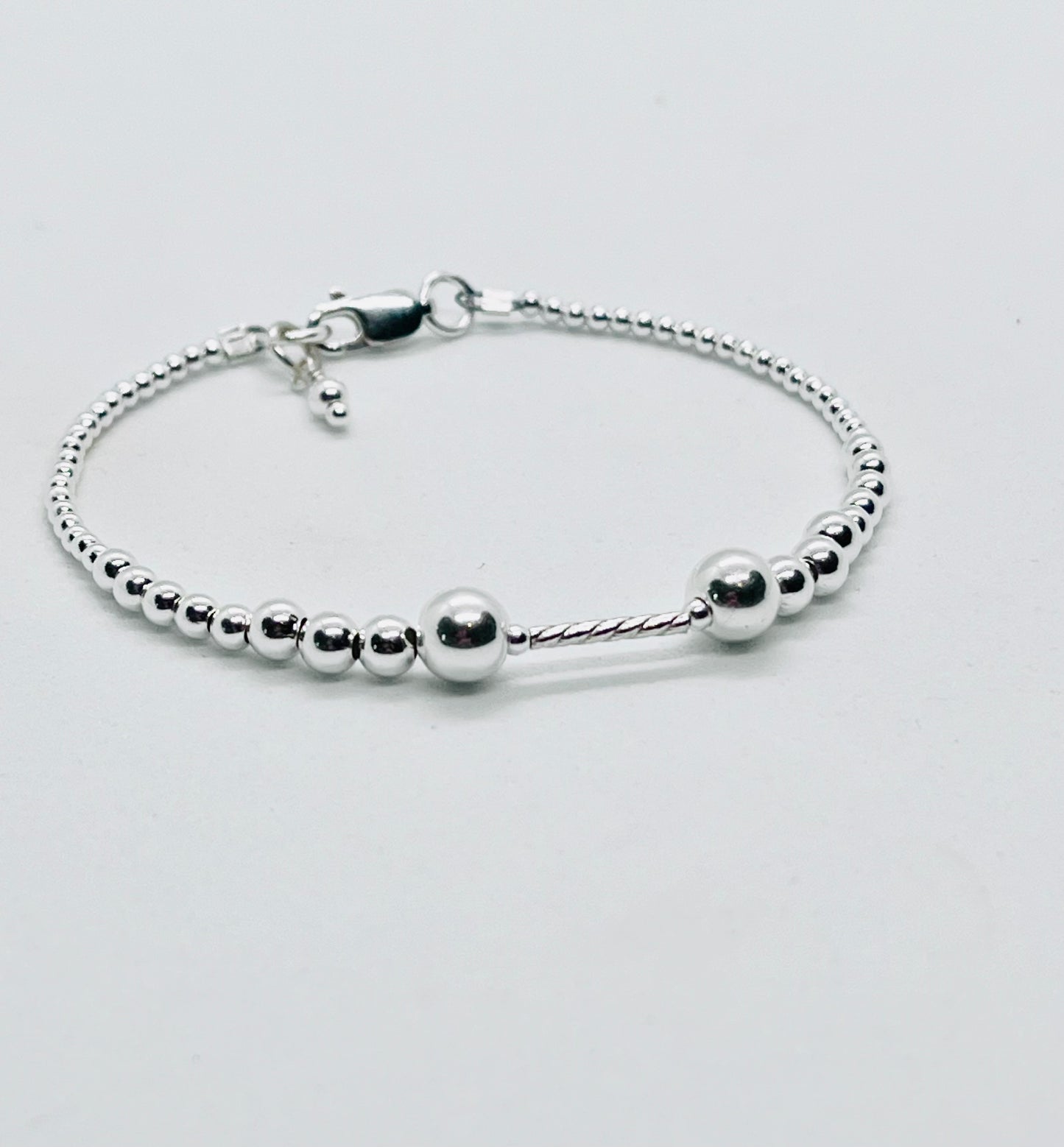 925 sterling silver 'Twist Ball' bead charm bracelet