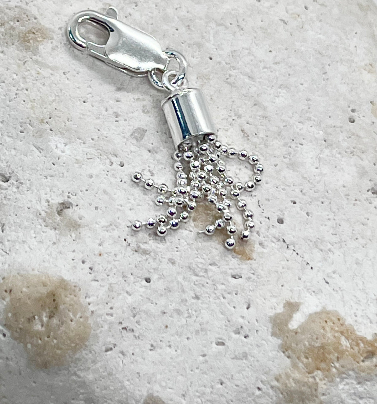 925 Sterling Silver Ball Chain ‘Ball Tassel’ Charm Jump Ring or Lobster Clasp