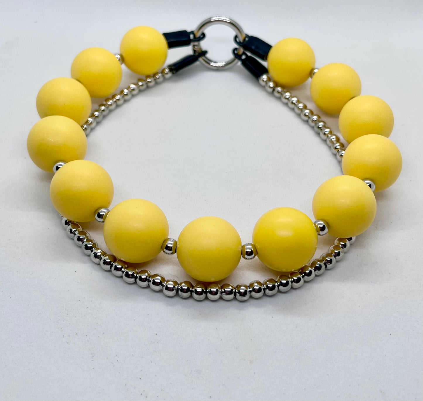 'Runway Ready' Yellow & Silver Ball Chain Double Collar Set