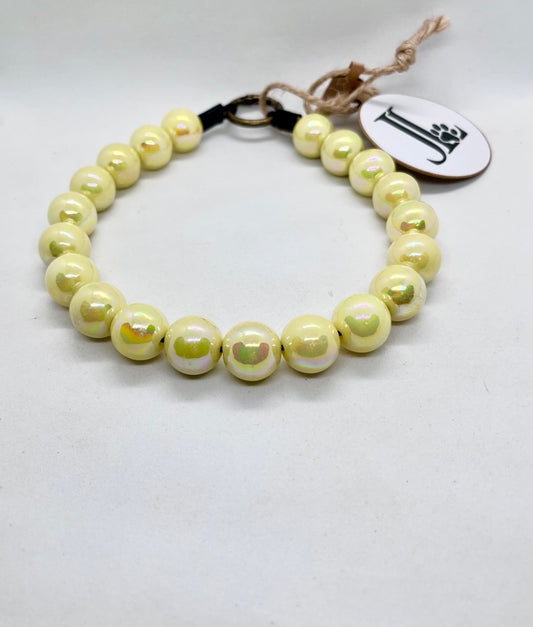 'Full Focus' Yellow Iridescent Beaded Dog Collar Pet Necklace | 14 inch | Reduced to £13.80