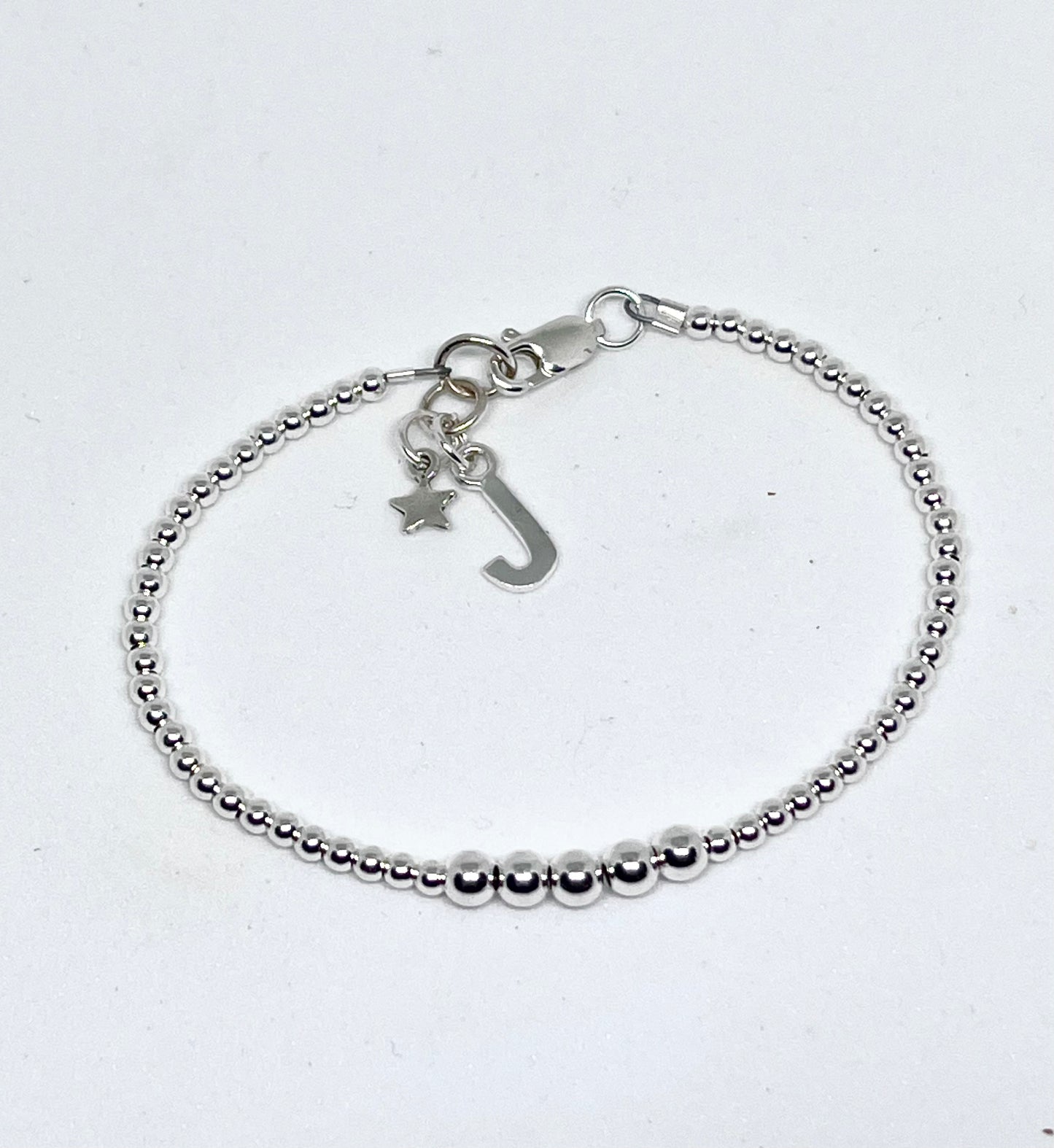925 sterling silver 'Five Ball’ retro style bead bracelet