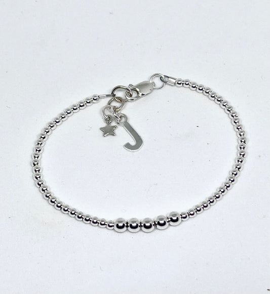 925 sterling silver 'Five Ball’ retro style bead bracelet
