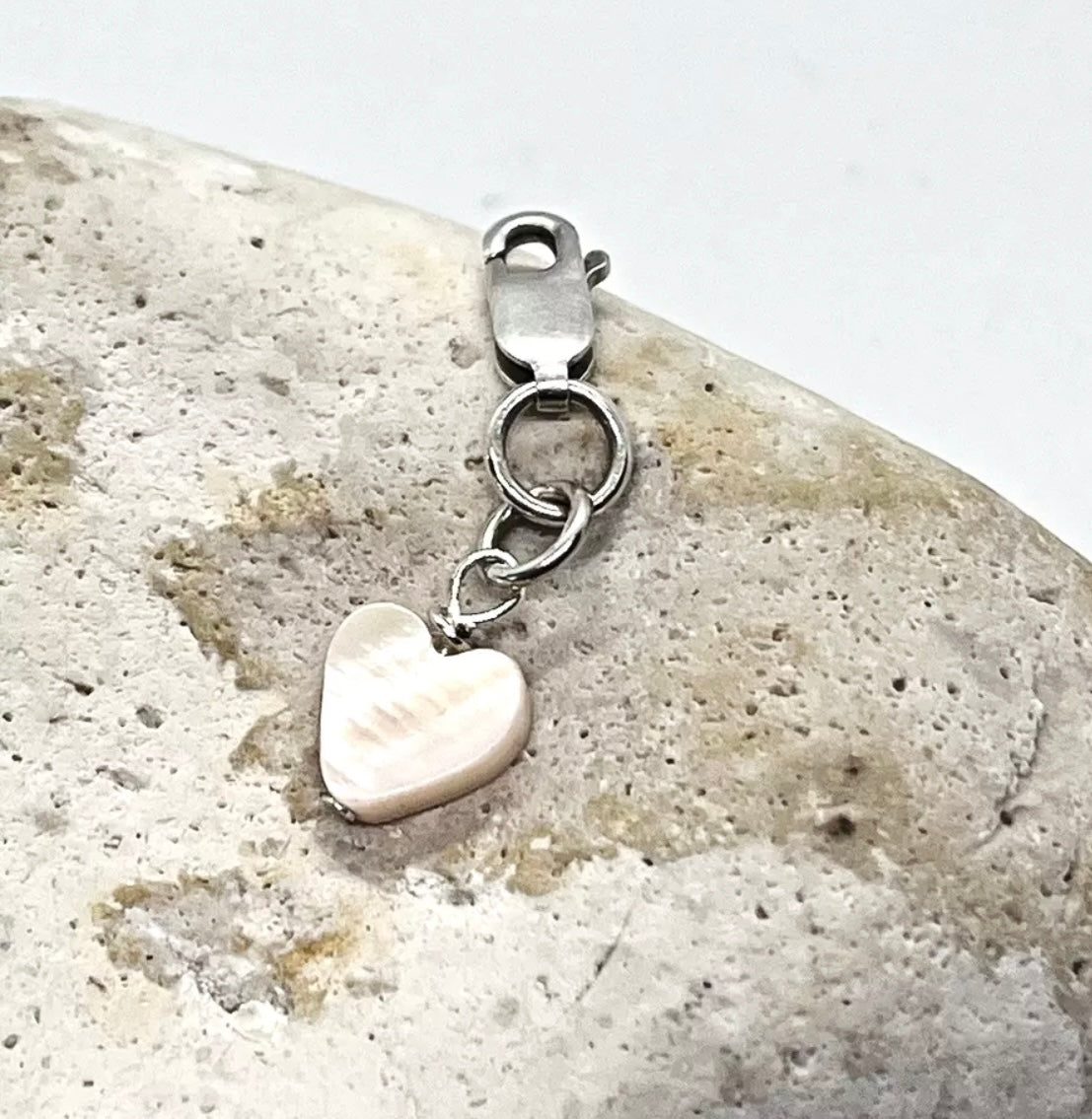 925 sterling silver iridescent Mother of Pearl HEART charm