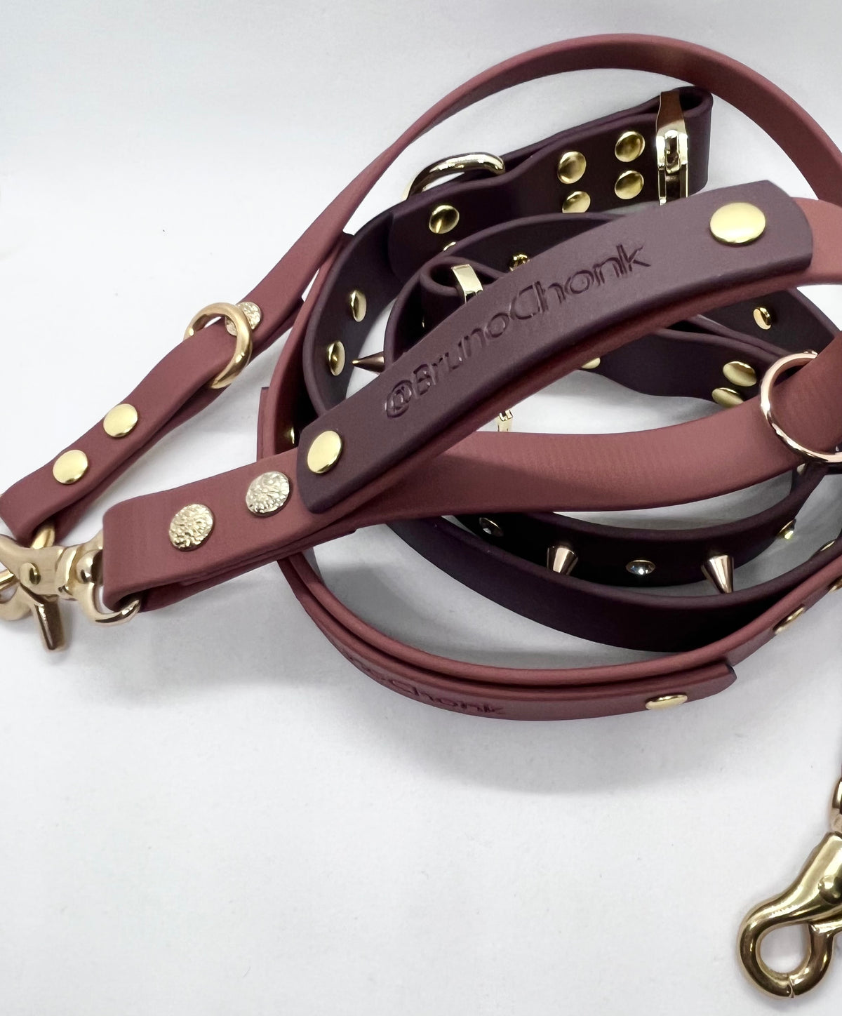 'Bruno Chonk' Personalised Embossed Detachable Clip On Lead Handle Solid Brass
