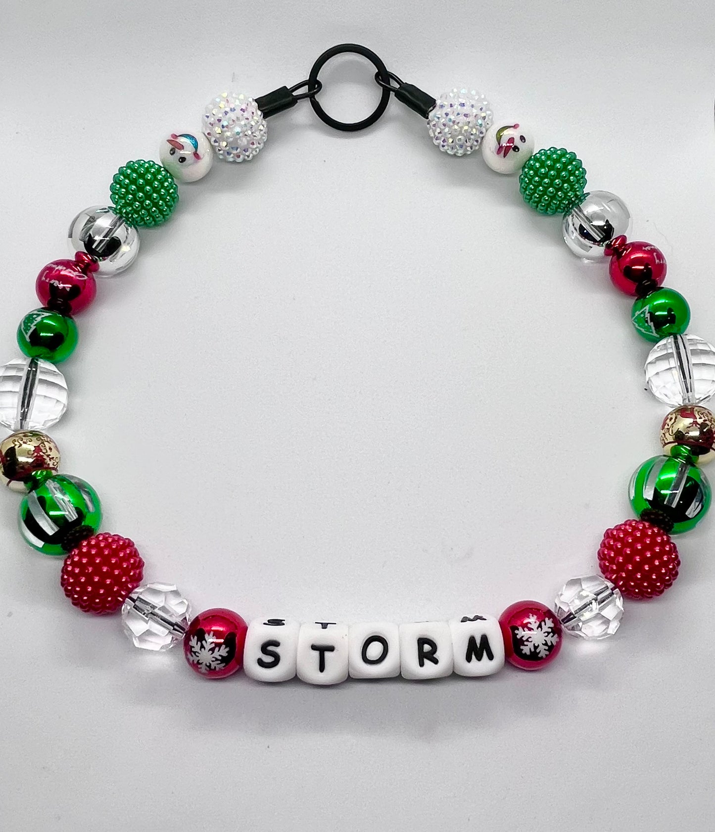 ‘Winter Crystal ’  Christmas sparkle & foil bauble personalised beaded dog collar necklace