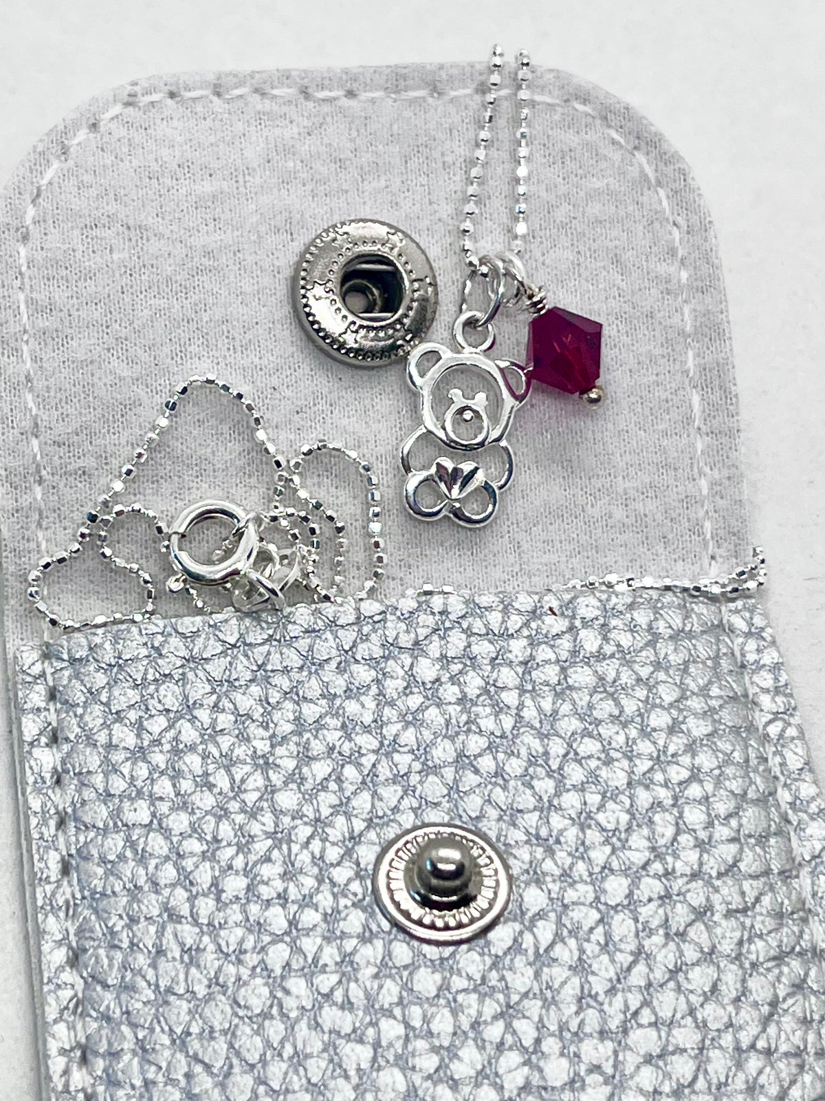 Personalised Silver Textured PVC Jewellery Gift Pouch with Blind Embossed Name or Initials