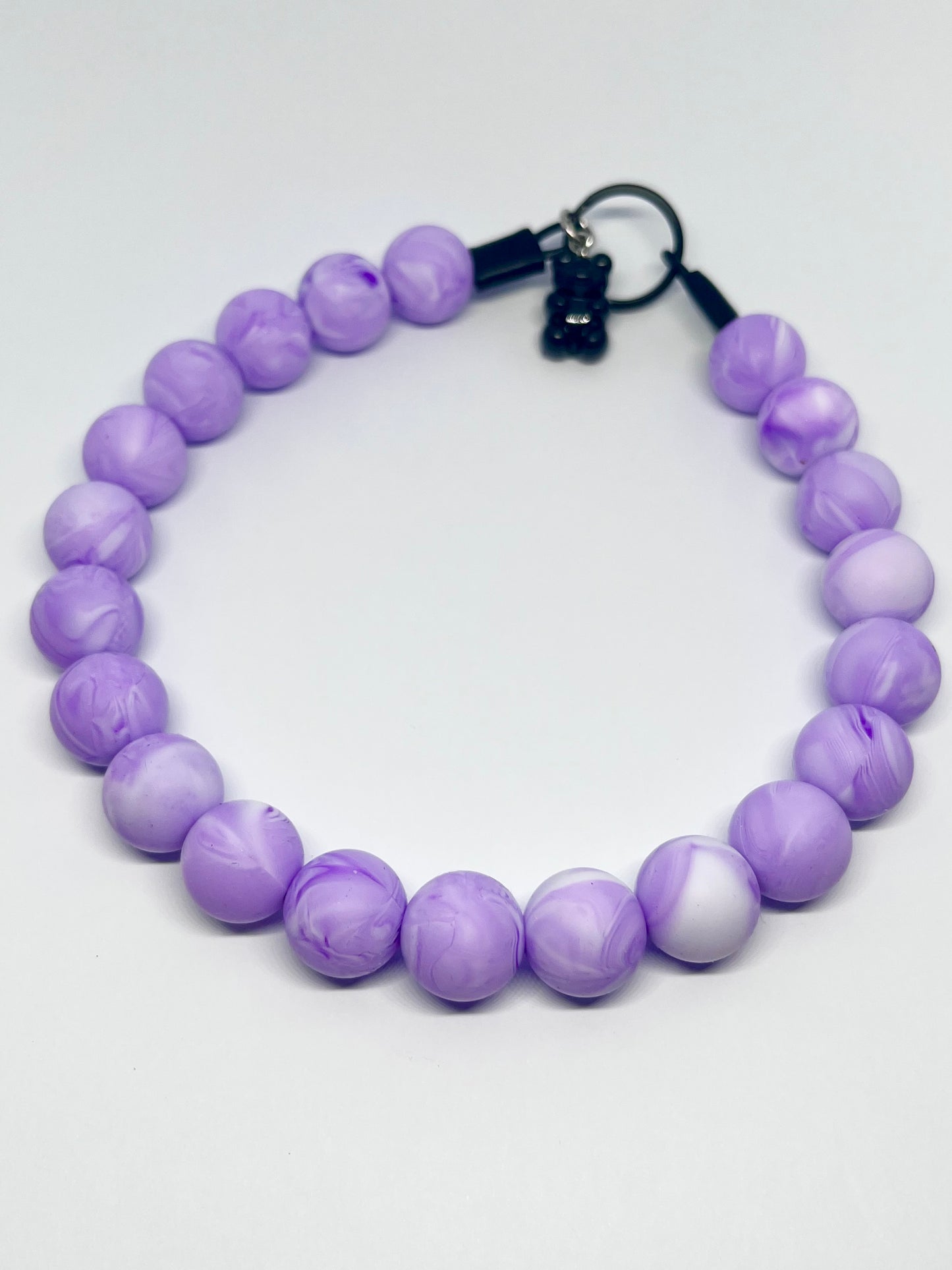 SALE 14 inches/36cm 'Street Rebel' purple marble swirl beaded dog collar necklace boho vibe NOW £7.50