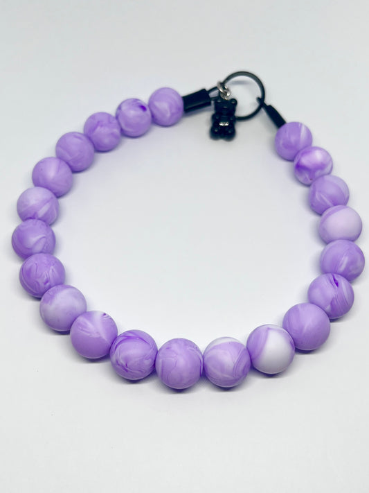 SALE 14 inches/36cm 'Street Rebel' purple marble swirl beaded dog collar necklace boho vibe NOW £7.50