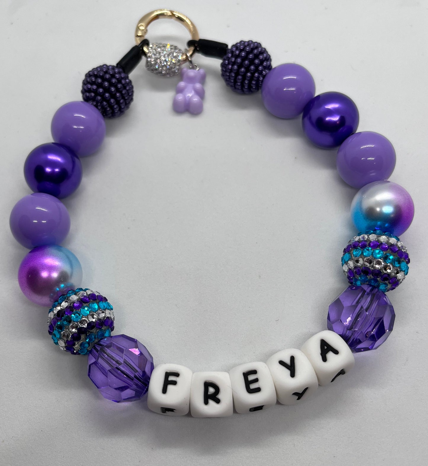 ‘Polite Rebel’ purple disco sparkle personalised beaded dog collar necklace