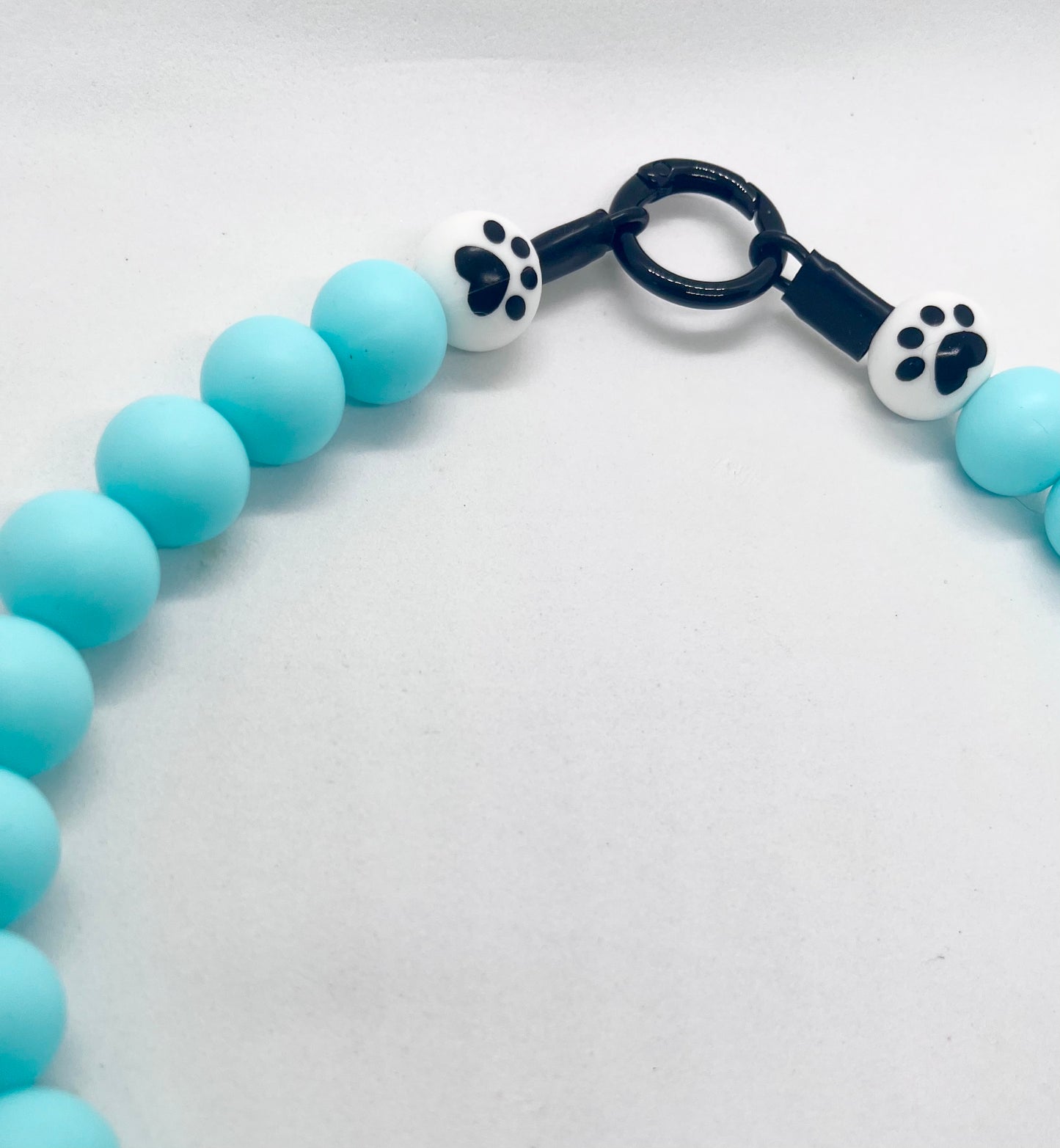 SALE 17 inches/44cm ‘Sprinkle Paws’ turquoise blue beaded PAWS bead dog collar necklace NOW £10.50
