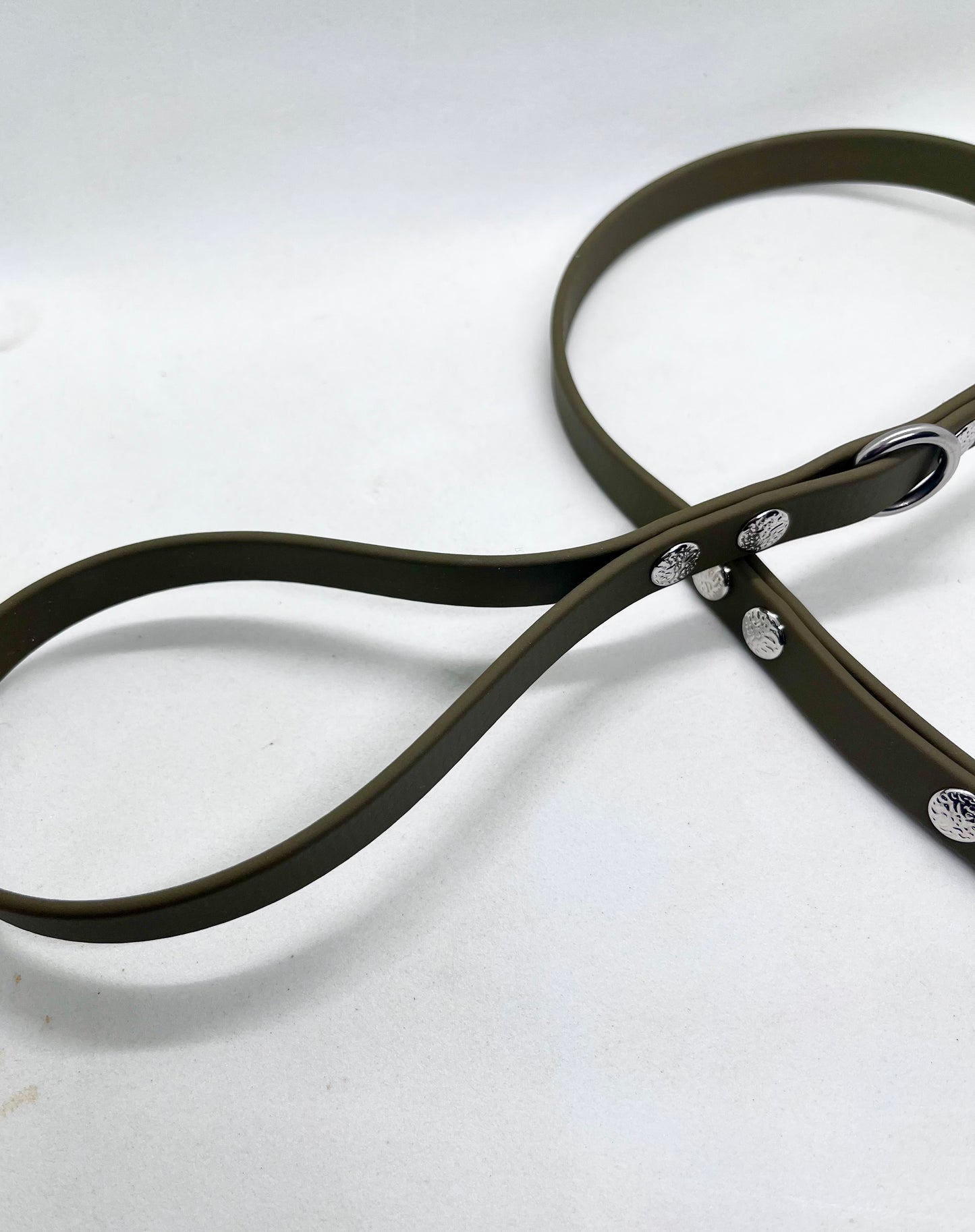 'Just Close' Plain BioThane® 12 inch Lead Extender  - Textured Steel Studs Stainless Steel Hardware Short Leash Training