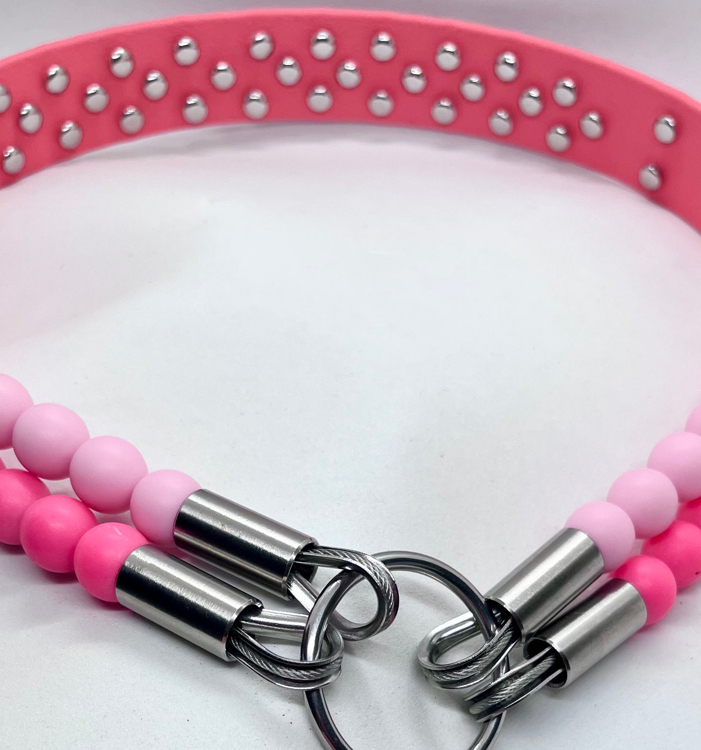 ‘Luxe Pink’ Double Beaded & BioThane Diamante Dog Collar