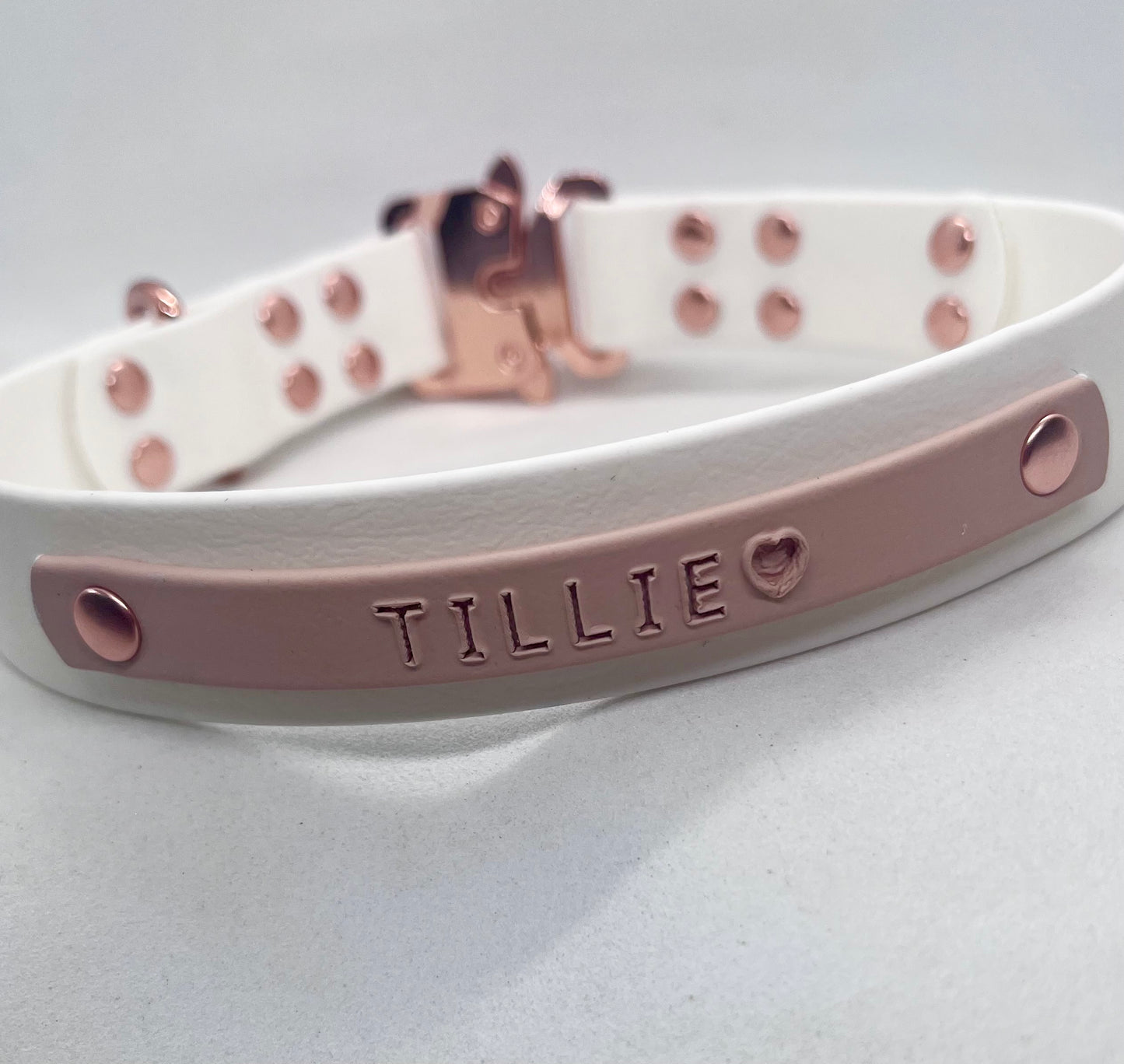 'Blush Edit' Personalised White and Blush BioThane® Dog Collar Blind Embossed