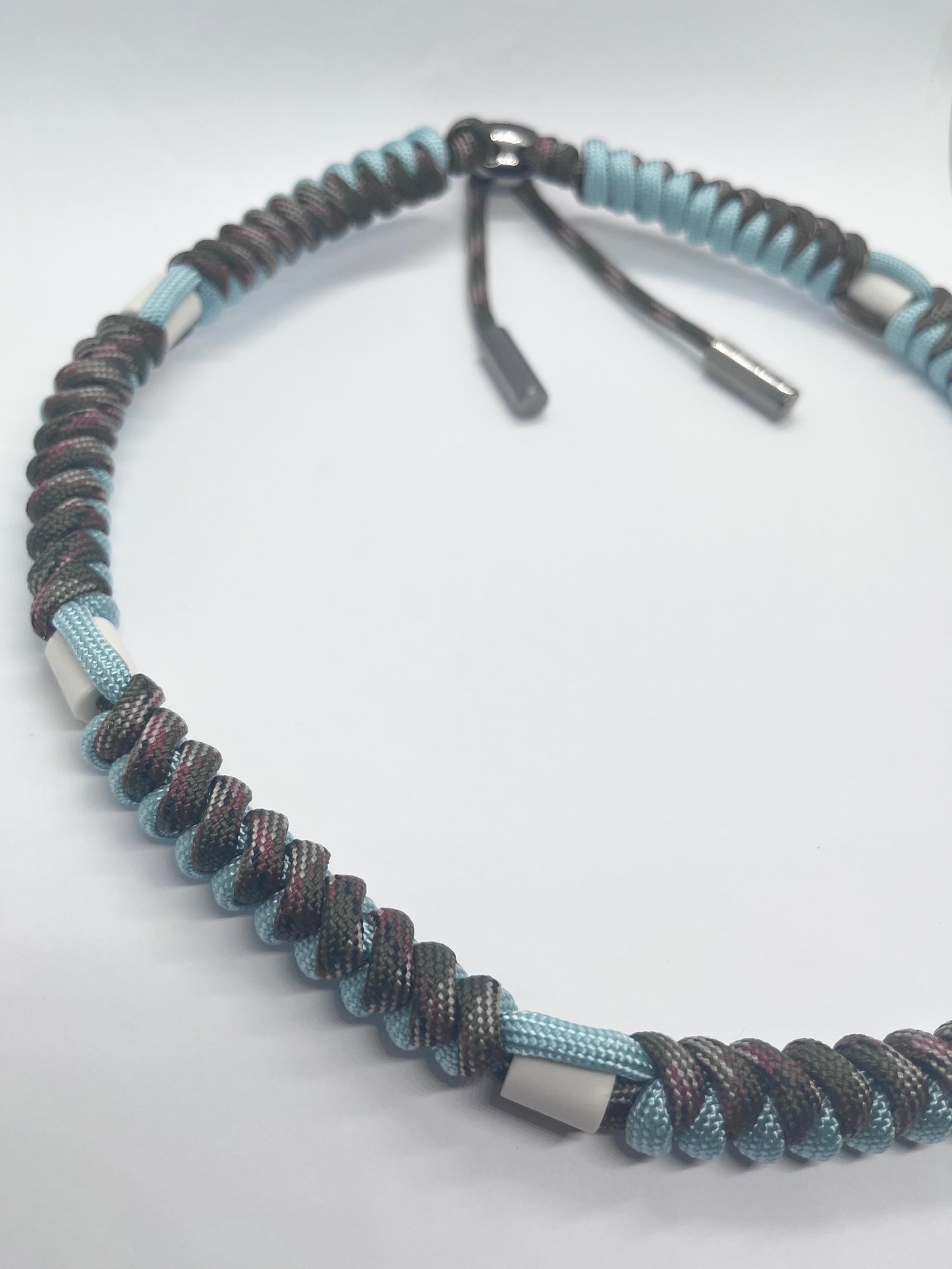 Paracord EM collar light blue teal green and camouflage ceramic pet collar fleas & tick prevention