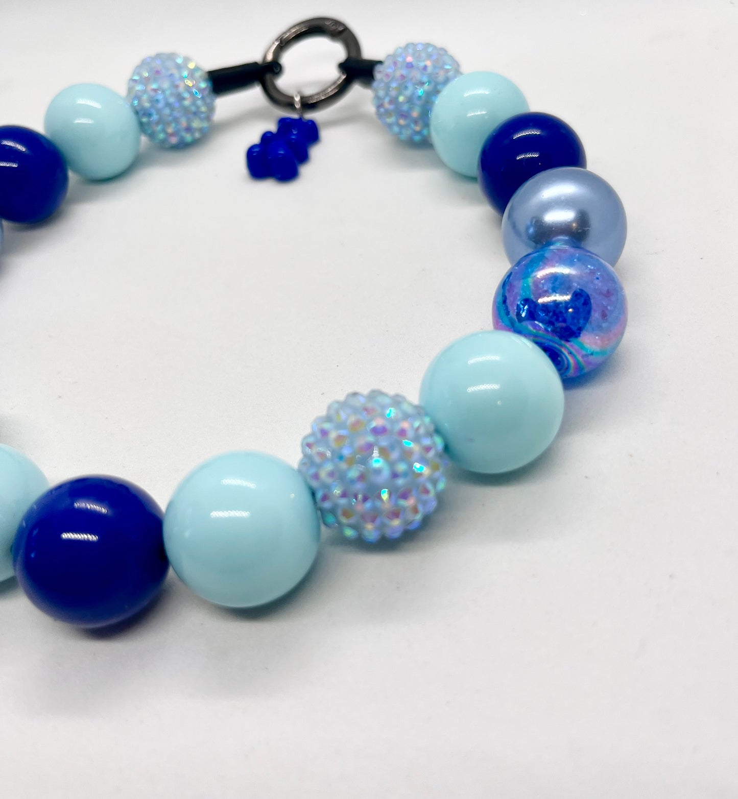 ‘Sparkle Force' baby blue sparkle iridescent beaded bead dog collar pet necklace