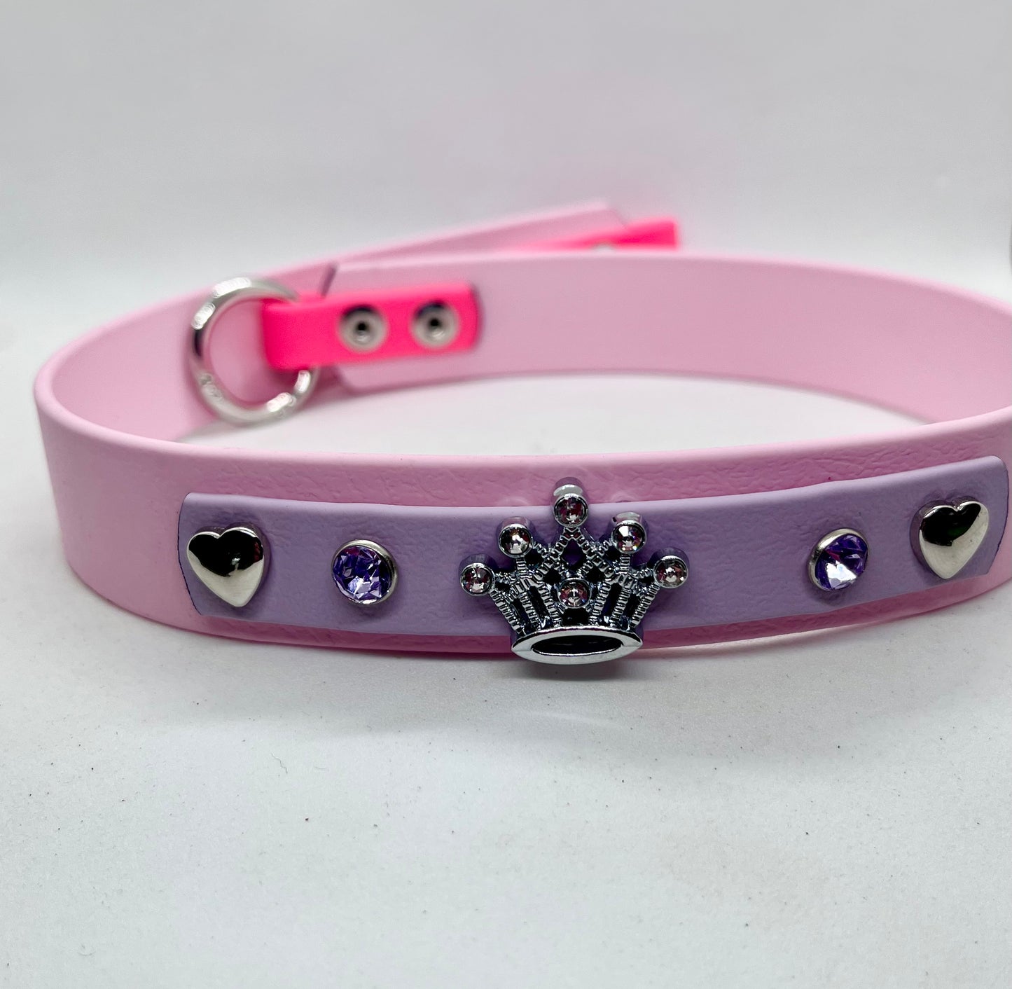 Luxe Princess Sparkle Dog Collar Pink & Lilac BioThane® with Crystal Crown | JOOLS LONDON