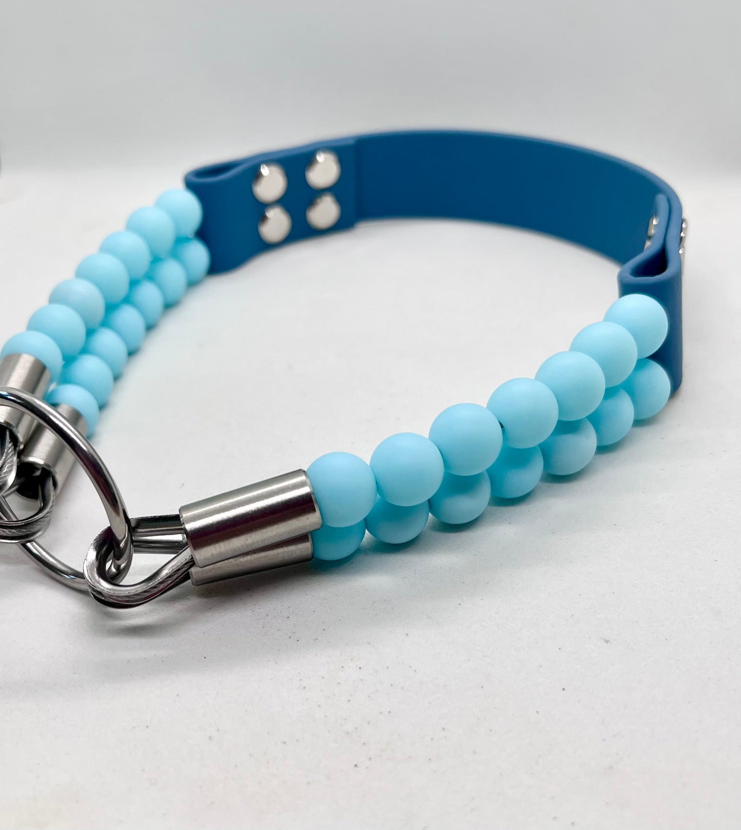 ‘Luxe Blue’ Double Beaded & BioThane® Dog Collar