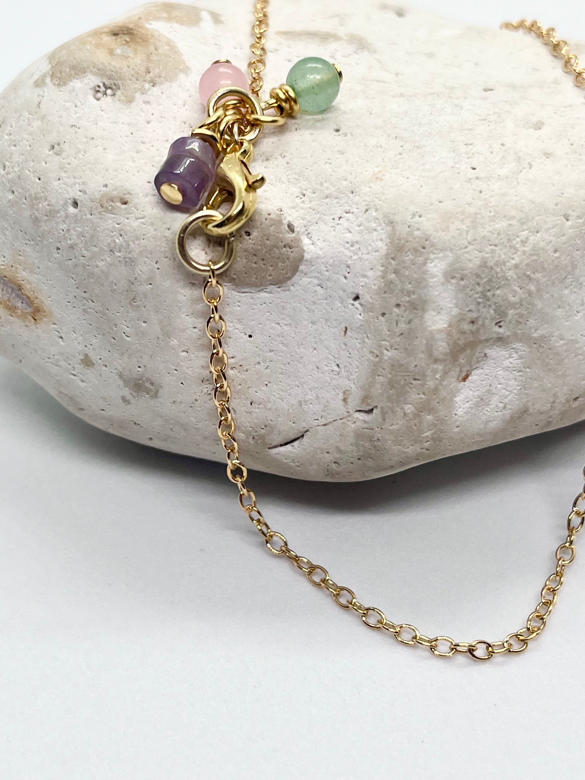 Gold ankle bracelet cable chain genuine crystal