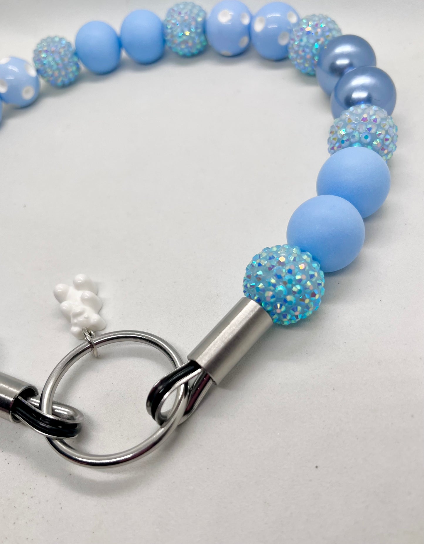 Luxury Beaded Pet Necklace in Baby Blue - Waterproof Dog Collar by JOOLS LONDON