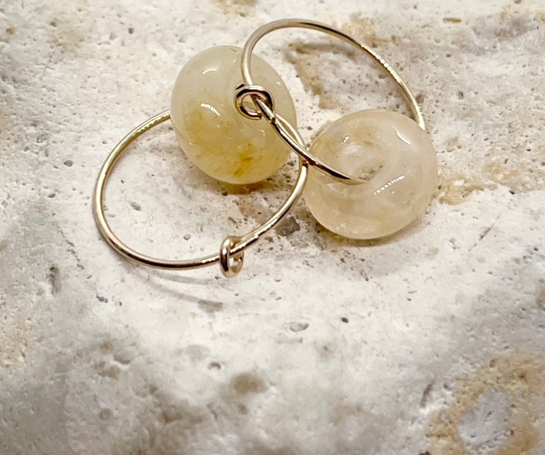 'Citrine Zen' 14k Gold Citrine Crystal Hoop Earrings