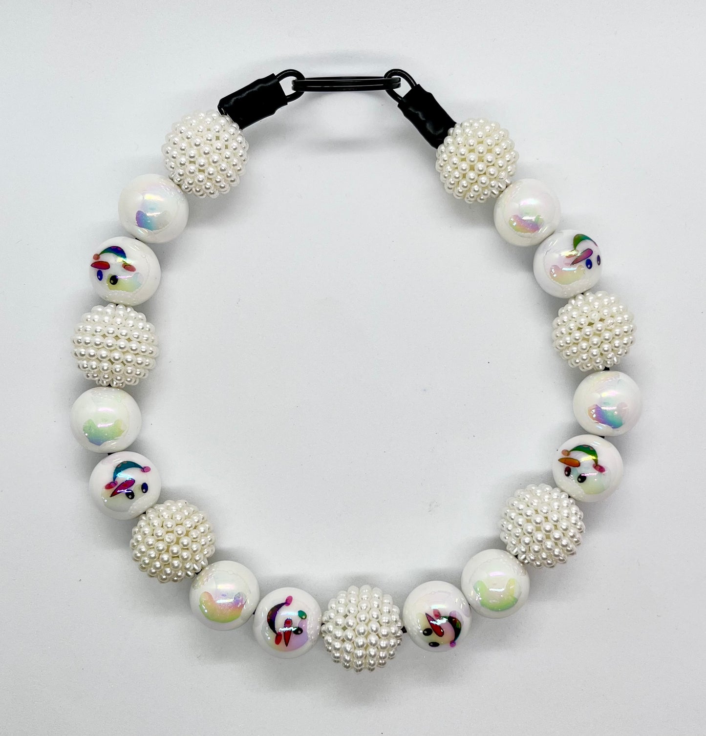 ‘Snowman Shimmer’  Christmas beaded dog collar necklace