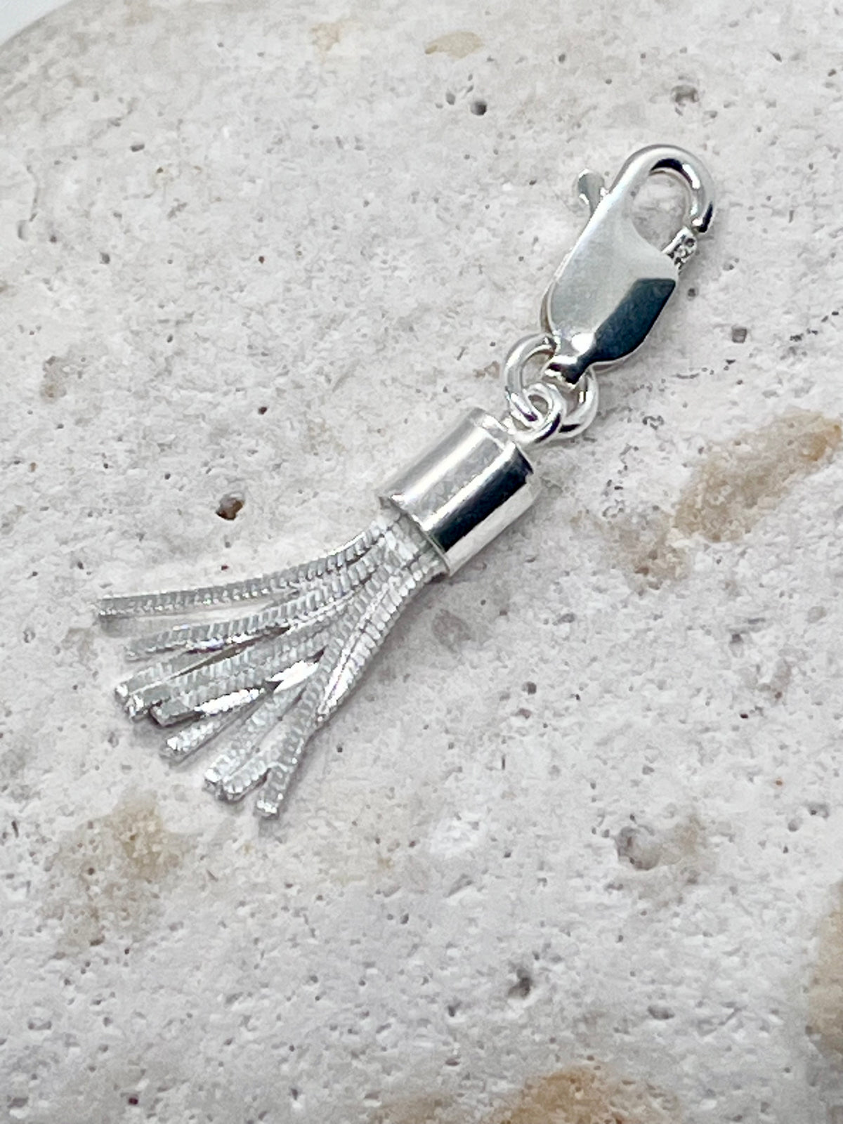 925 Sterling Silver 'Box Tassel' Box Chain Tassel Charm Jump-ring or Lobster Clasp