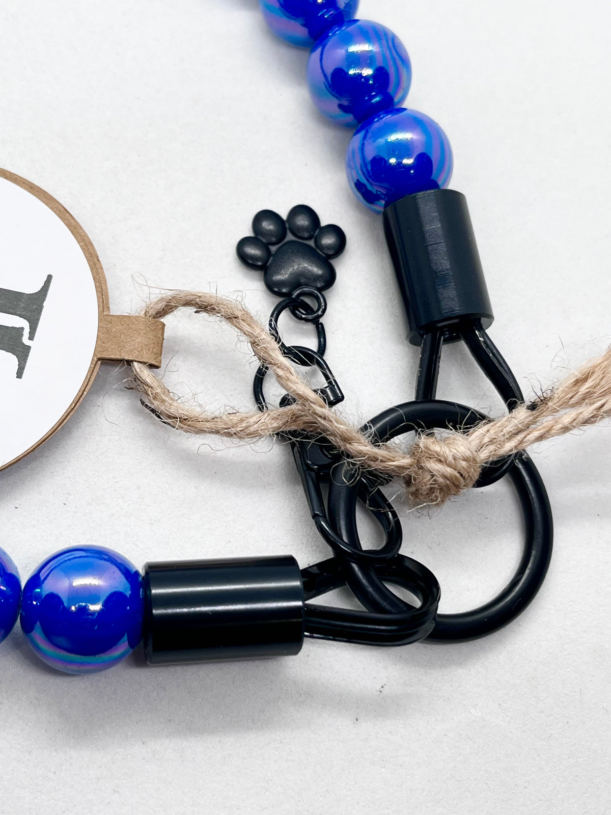 Iridescent Blue 'Top Dog' Beaded Collar with Matte Black Stainless Steel Hardware