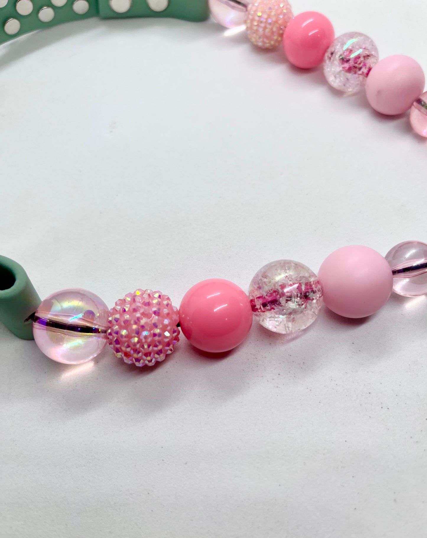 'Luxe Chic' Pink Beaded & BioThane® Diamante Dog Collar